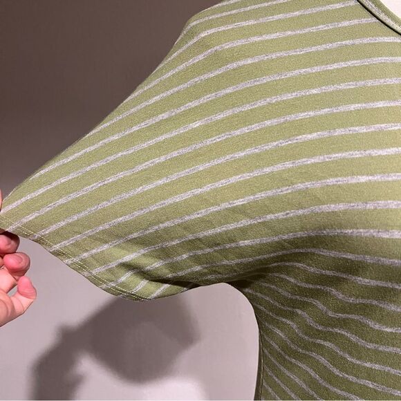 LuLaRoe Maria Maxi Dress Green Gray Striped Print Size XS Extra Small - Picture 3 of 11